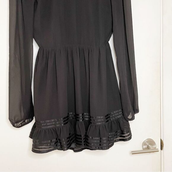 Lovers + Friends Allister Long Sleeve Mini Dress Black Sheer Revolve M - Picture 11 of 14